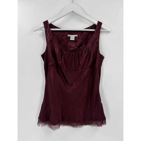 Peter Nygard Vintage Tank Blouse Womens 6 Maroon Red 100% Silk Sleeveless Beaded - Picture 1 of 16